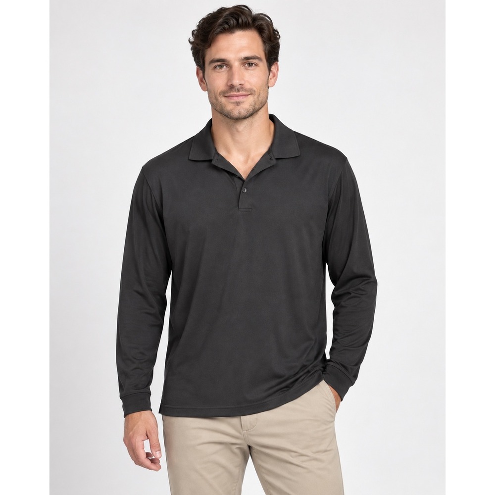 Nike Golf Polo Shirt Mens M Black Long Sleeve Dri-FIT Tour Performance Top